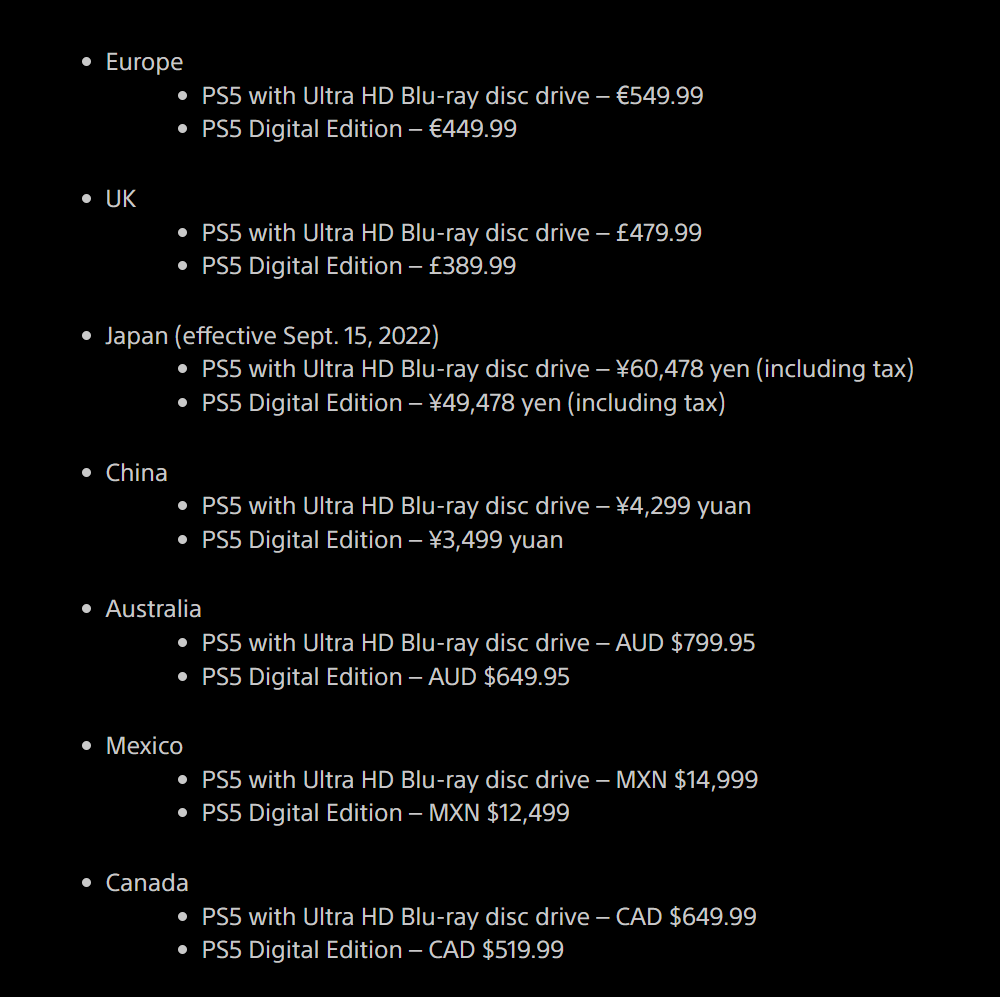 索尼ps5上市价格，索尼PS5全球多市场涨价（ps5价格最新行情）|世京攻略_https://www.ybmzs.com_游戏攻略_第2张