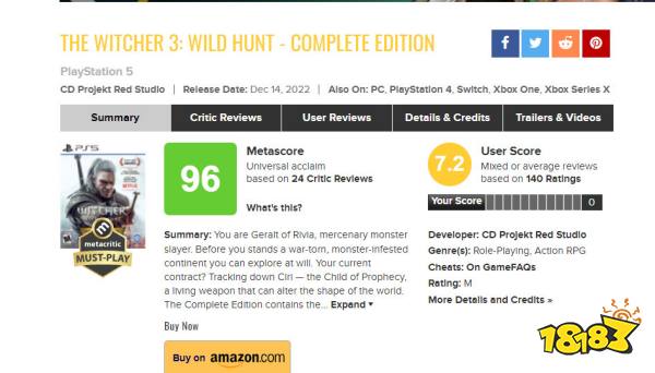 巫师3年度版ps5，巫师3超战神5成今年M站评分第二的PS5游戏_https://www.ybmzs.com_游戏问答_第2张